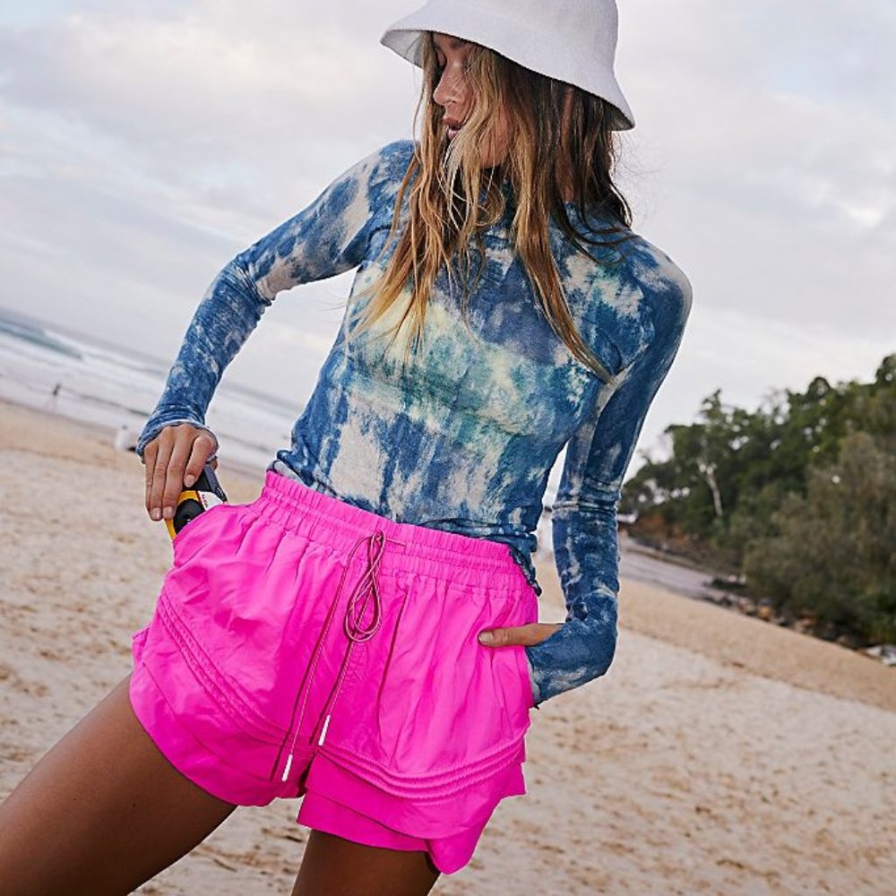 Free People Movement Hot Pink Check It Out Shorts